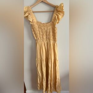 Charming Yellow Maxi Smocked Dress L